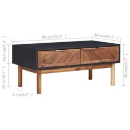 Berkfield Home Coffee Table 90x50x40 cm Solid Acacia Wood & MDF in Brown - Size: 90 x 50 x 40 cm - thumbnail 7