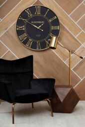 Orsina Sleek Gold Floor Lamp with Black Detail, Small Base Standing Light for Desk or Home Office - thumbnail 3