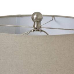 Lemon Pavilion Furniture and Decor Beaded Lamp with Linen Shade - Ceramic - L40 x W40 x H71 cm - White - thumbnail 2