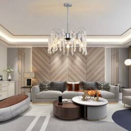 NIVOR 7 Blade Crystal Chandelier Ceiling Fan with Light & Remote/APP 5 E27 in Metallic Silver - thumbnail 8