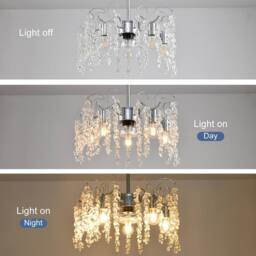 NIVOR 7 Blade Crystal Chandelier Ceiling Fan with Light & Remote/APP 5 E27 in Metallic Silver - thumbnail 6