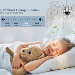 NIVOR 7 Blade Crystal Chandelier Ceiling Fan with Light & Remote/APP 5 E27 in Metallic Silver - thumbnail 5