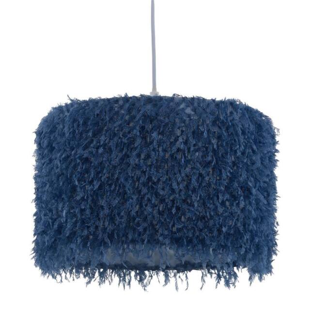 First Choice Lighting Rogers - Blue Shaggy 30cm Easy Fit Pendant Shade - image 1
