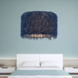 First Choice Lighting Rogers - Blue Shaggy 30cm Easy Fit Pendant Shade - thumbnail 4