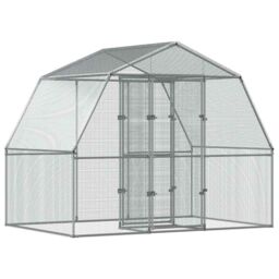 Berkfield Home Bird Cage with Door Silver Galvanised Steel - thumbnail 2