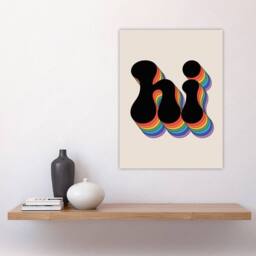 "Artery8 Hi Vibrant Retro Rainbow Font Typography Word Wall Art Print - Size: W12"" x H16""" - thumbnail 4