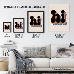 "Artery8 Hi Vibrant Retro Rainbow Font Typography Word Wall Art Print - Size: W12"" x H16""" - thumbnail 3