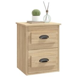 Berkfield Home Wall-mounted Bedside Cabinet Sonoma Oak 41.5x36x53cm in Brown - Size: 41.5x36x53 cm - thumbnail 4