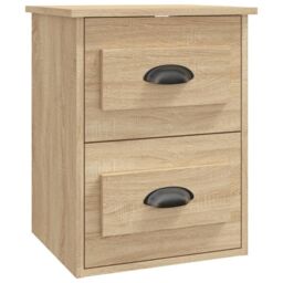 Berkfield Home Wall-mounted Bedside Cabinet Sonoma Oak 41.5x36x53cm in Brown - Size: 41.5x36x53 cm - thumbnail 2