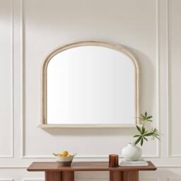 FurnitureboxUK Cecily Whitewash Wood Large 110x90 Overmantle Arch Mirror in White - thumbnail 2