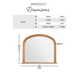 FurnitureboxUK Cecily Whitewash Wood Large 110x90 Overmantle Arch Mirror in White - thumbnail 9