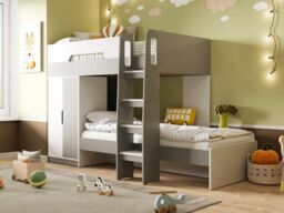 Flair Benito Bunk Bed with Wardrobe in White - Size: Single - thumbnail 2