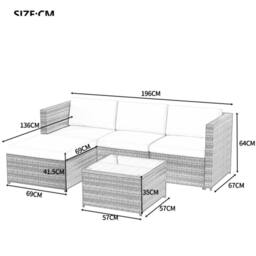 HomeTouch Grey Outdoor Garden Rattan Corner Sofa Set with Rattan Coffee Table - Size: 1 Pack - thumbnail 5