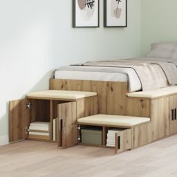 Berkfield Home Storage Cabinet Artisan Oak 127x41x40 cm Engineered Wood in Brown - Size: 127 x 41 x 40 cm - thumbnail 4