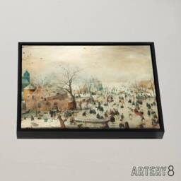 "Artery8 Avercamp Winter Landscape With Skaters Framed Canvas Wall Art Print in Beige - Size: W12"" x H16""" - thumbnail 2