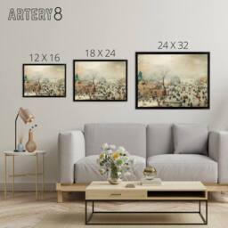 "Artery8 Avercamp Winter Landscape With Skaters Framed Canvas Wall Art Print in Beige - Size: W12"" x H16""" - thumbnail 4