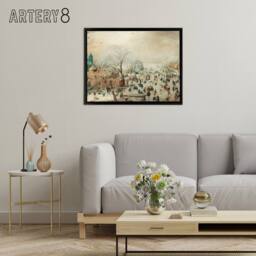 "Artery8 Avercamp Winter Landscape With Skaters Framed Canvas Wall Art Print in Beige - Size: W12"" x H16""" - thumbnail 3