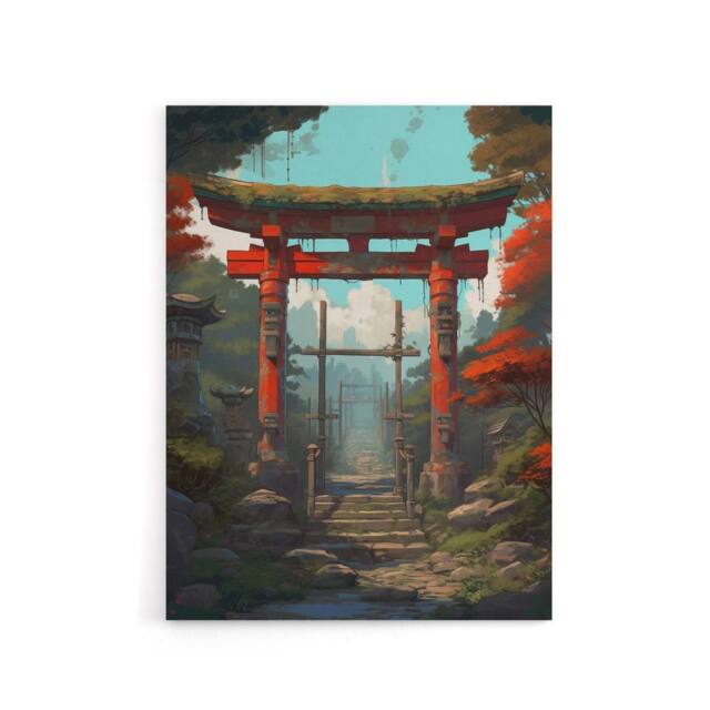 "Artery8 Japanese Torii Gate To Shinto Shrine Canvas Wall Art Print - Size: W18"" x H24""" - image 1