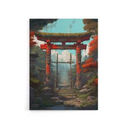 "Artery8 Japanese Torii Gate To Shinto Shrine Canvas Wall Art Print - Size: W18"" x H24""" - thumbnail 1