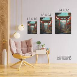 "Artery8 Japanese Torii Gate To Shinto Shrine Canvas Wall Art Print - Size: W18"" x H24""" - thumbnail 4