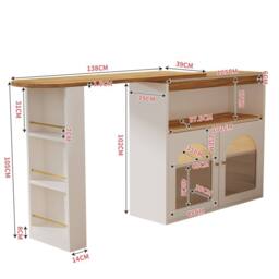 Rolipo Extendable Swivel Kitchen Island Bar Table With LED Storage White - thumbnail 5