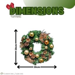 Marco Paul Christmas Artificial Wreath With Gold Baubles Pinecones in Green - thumbnail 2