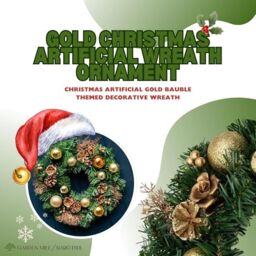 Marco Paul Christmas Artificial Wreath With Gold Baubles Pinecones in Green - thumbnail 4