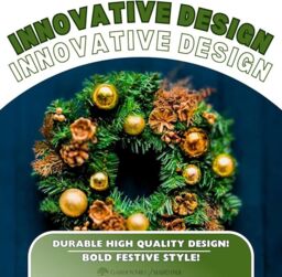 Marco Paul Christmas Artificial Wreath With Gold Baubles Pinecones in Green - thumbnail 6