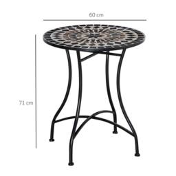 OUTSUNNY 60cm Mosaic Round Bistro Table Outdoor Garden Side Table, Black - thumbnail 3