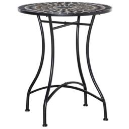 OUTSUNNY 60cm Mosaic Round Bistro Table Outdoor Garden Side Table, Black - thumbnail 2