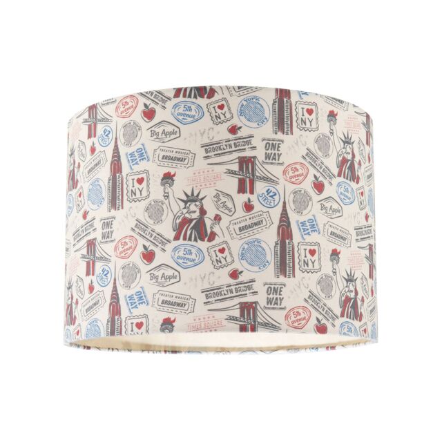 Happy Homewares New York Themed Lamp Shade with Statue of Liberty & Brooklyn Bridge - Size: 10 inches - image 1