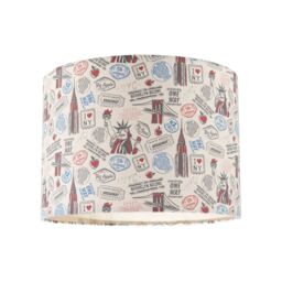 Happy Homewares New York Themed Lamp Shade with Statue of Liberty & Brooklyn Bridge - Size: 10 inches - thumbnail 1