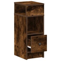 Berkfield Home Bedside Cabinets 2 pcs with Drawer Smoked Oak 25x31x66 cm in Brown - Size: 25 x 31 x 66 cm - thumbnail 5