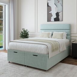 Bedmaster Linen Ottoman Divan Base in Duck Egg Blue - Size: King - thumbnail 1