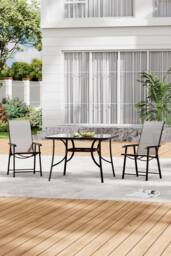 Living and Home 2-Person Outdoor Square Bistro Dining Table Chair Set in Black - thumbnail 2