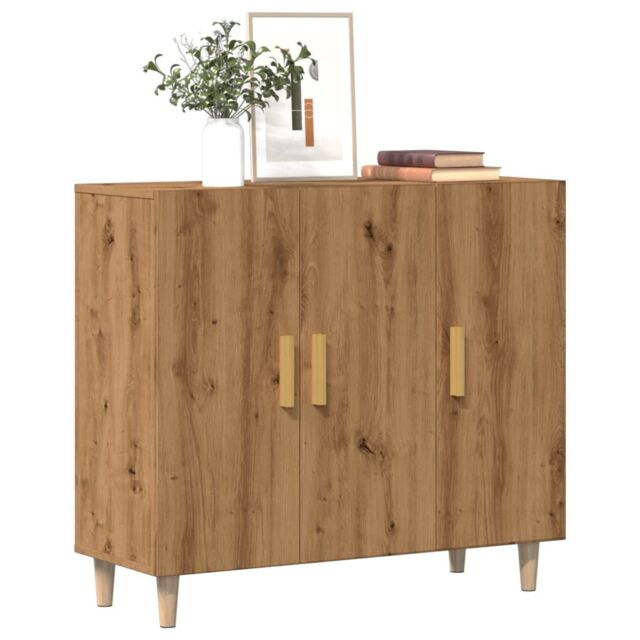 Berkfield Home Sideboard Artisan Oak 90x34x80 cm Engineered Wood in Brown - Size: 90 x 34 x 80 cm - image 1