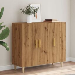 Berkfield Home Sideboard Artisan Oak 90x34x80 cm Engineered Wood in Brown - Size: 90 x 34 x 80 cm - thumbnail 4