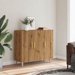 Berkfield Home Sideboard Artisan Oak 90x34x80 cm Engineered Wood in Brown - Size: 90 x 34 x 80 cm - thumbnail 3