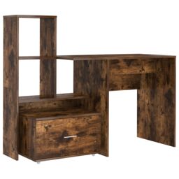 Berkfield Home with Drawer with Shelf with Storage Smoked oak 131.5 x 50 x 106.5 cm Engineered wood in Brown - thumbnail 2