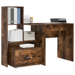 Berkfield Home with Drawer with Shelf with Storage Smoked oak 131.5 x 50 x 106.5 cm Engineered wood in Brown - thumbnail 3