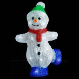 Berkfield Home LED Christmas Acrylic Snowman Figure Indoor & Outdoor 30cm in White