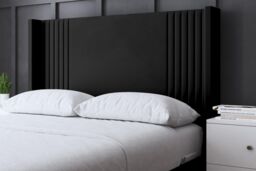 DS Living Elara Winged Black Panel Bed with Headboard - Size: Double - thumbnail 3