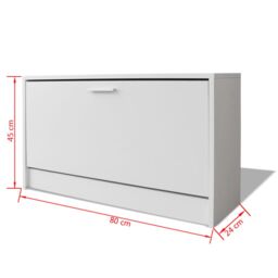 Berkfield Home Shoe Storage Bench White 80x24x45 cm - Size: 80 x 24 x 45 cm - thumbnail 6