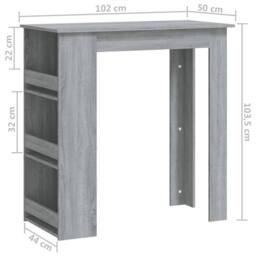 Berkfield Home Bar Table with Storage Rack Grey Sonoma 102x50x103.5cm Engineered Wood - Size: 102x50x103.5 cm - thumbnail 7