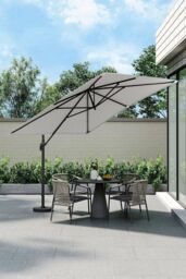 Garden Sanctuary Garden 3m x 3m Square Large Cantilever Parasol with Square Base in Light Grey - thumbnail 2