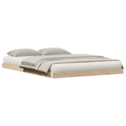 Berkfield Home Floor Bed Frame Natural 160 x 220 cm Solid Pine wood in Beige - thumbnail 3