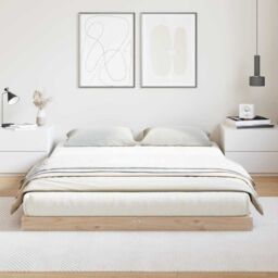 Berkfield Home Floor Bed Frame Natural 160 x 220 cm Solid Pine wood in Beige - thumbnail 4