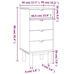 Berkfield Home Drawer Cabinet OTTA 45x39x90cm Solid Wood Pine in Brown - Size: 45 x 39 x 90 cm - thumbnail 6