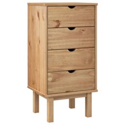 Berkfield Home Drawer Cabinet OTTA 45x39x90cm Solid Wood Pine in Brown - Size: 45 x 39 x 90 cm - thumbnail 2