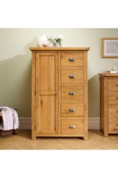 Birlea Woburn 1 Door 5 Drawer Wardrobe Oak in Light Oak - thumbnail 2